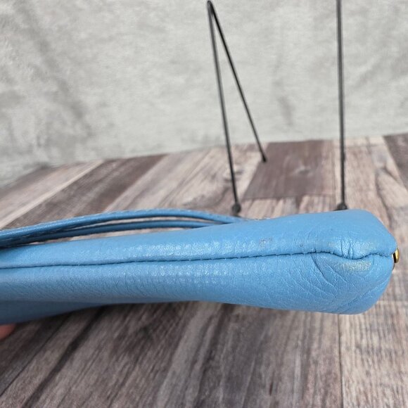 HOBO Cora Large Frame Wallet Clutch Wristlet Dusty Blue Leather Botanical Print - Picture 6 of 14